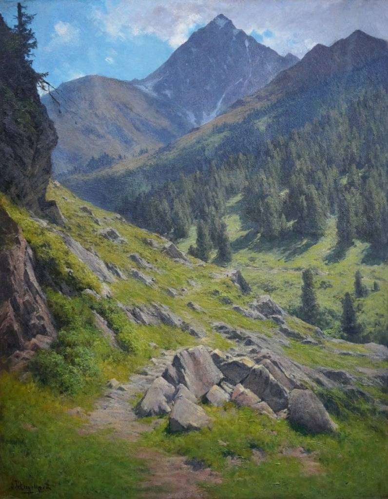 Georg Hermann Engelhardt (1855 - 1934) » Öl-Gemälde Naturalismus Alpen Landschaft