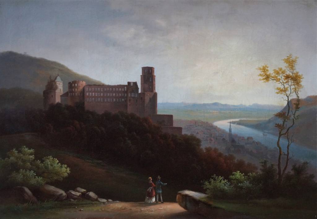 Gemälde mit Schloss Heidelberg von Maler der Romantik und Biedermeier