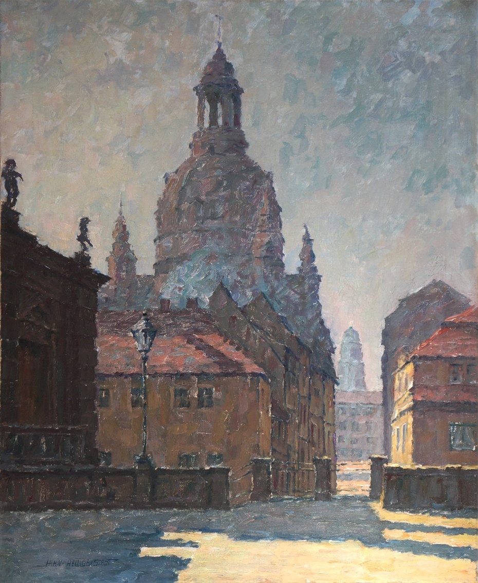 Albert Jahn-Heiligenstadt (1885 - 1961) » Öl-Gemälde Impressionismus Dresden Sachsen Altstadt Stadtansicht Frauenkirche