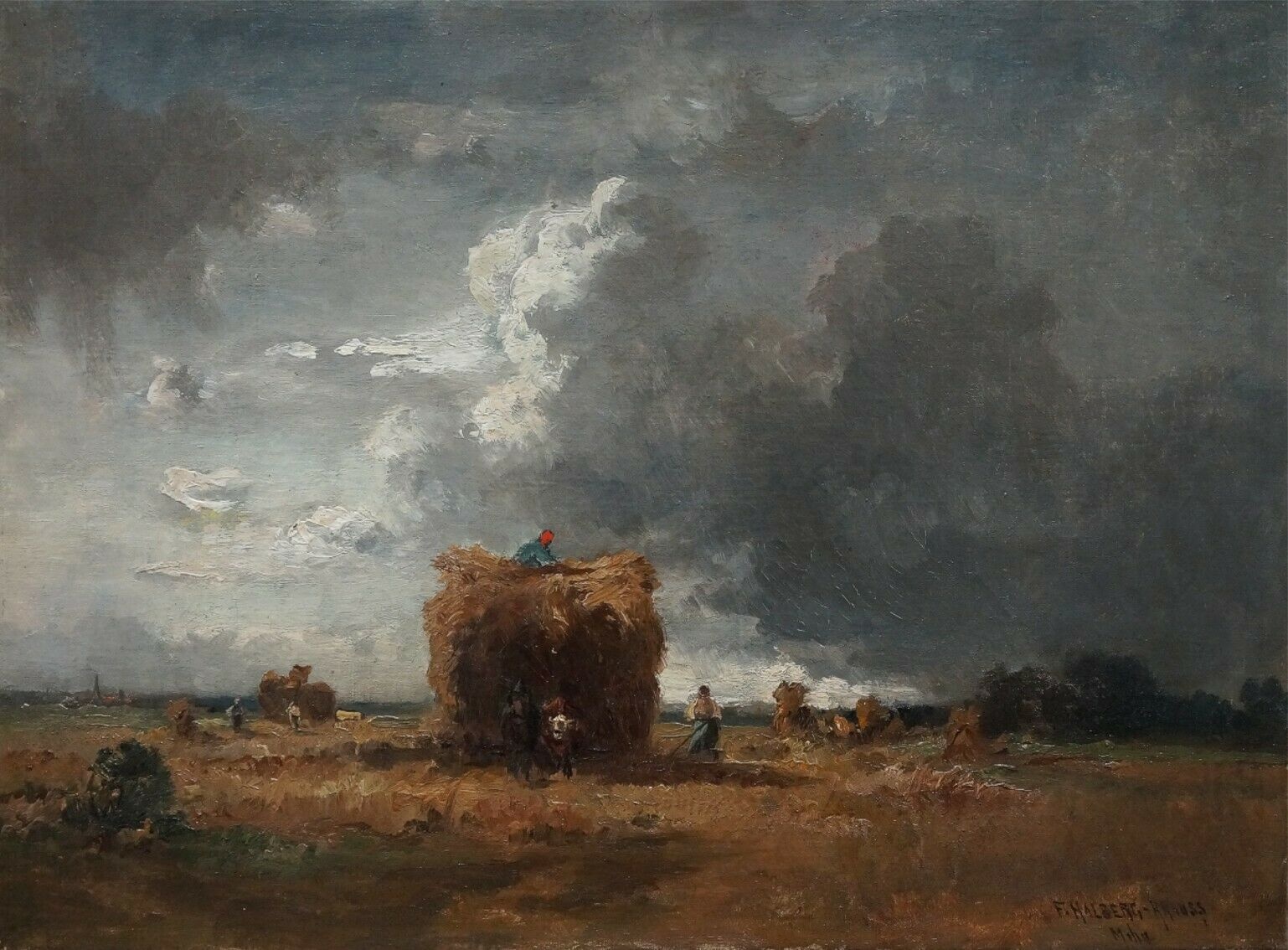 Fritz Halberg-Krauss (1874 - 1951)  » Öl-Gemälde Landschaftsgemälde Impressionismus Ernte Landschaft Münchner Malerschule süddeutsche Malerei