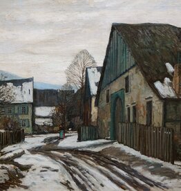 Max Hallensleben (1884 - 1927) » Öl-Gemälde Düsseldorfer Maler-Schule Dorf Landschaft Winter Schnee Winterlandschaft Schneelandschaft