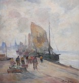 Bruno Jüttner (1880 - 1965) » Öl-Gemälde Impressionismus Meer Hafen Berliner Maler