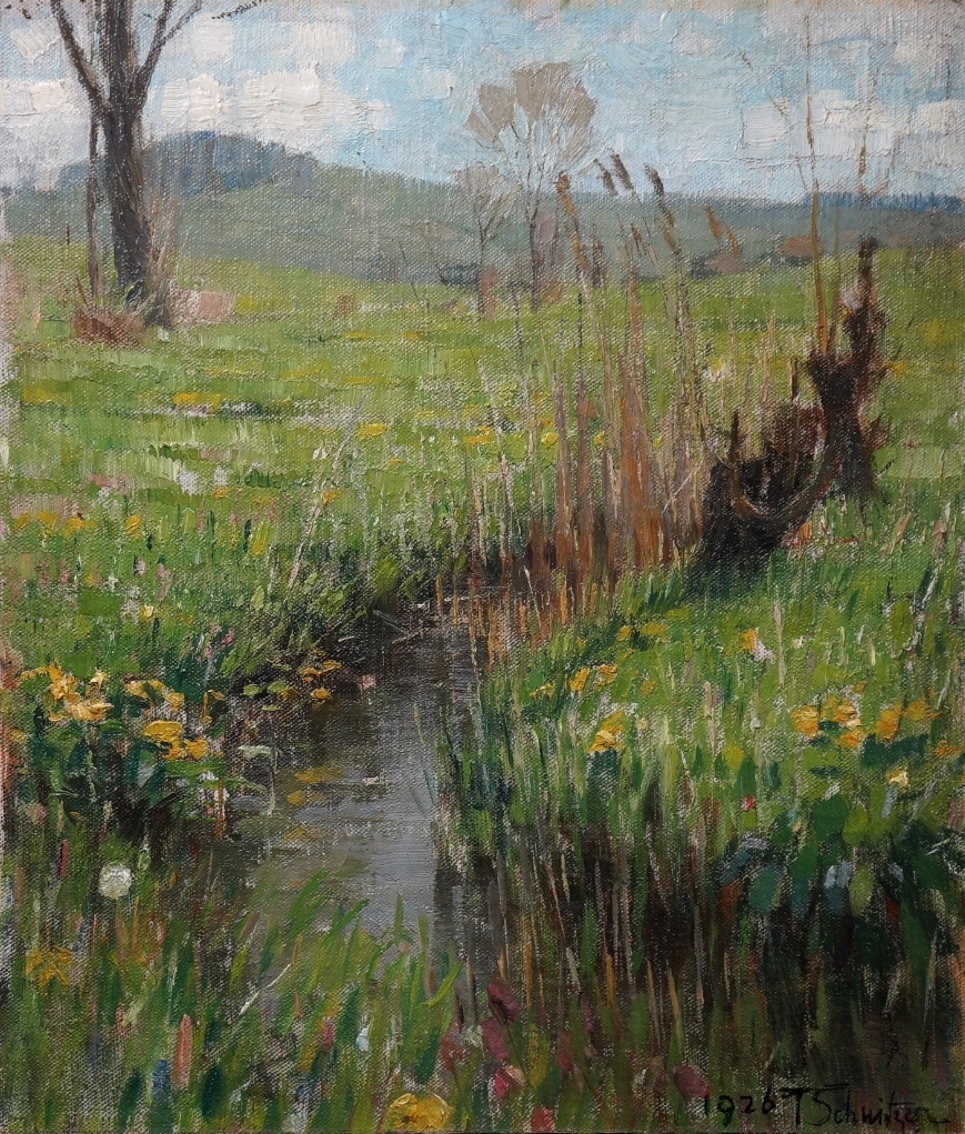 Theodor Schnitzer (1866 - 1839) » Öl-Gemälde schwäbischer Maler Impressionismus Stuttgart Alb Landschaft