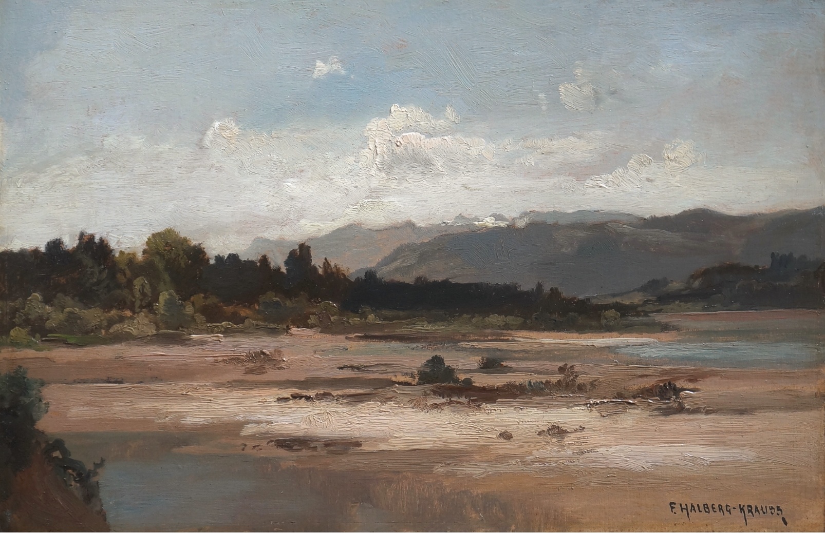 Fritz Halberg-Krauss (1874 - 1951) » Öl-Gemälde Landschaftsgemälde Impressionismus Alpen Landschaft Münchner Malerschule süddeutsche Malerei