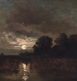 Fritz Halberg-Krauss (1874 - 1951) » Öl-Gemälde Landschaftsgemälde Impressionismus Mond Mondnacht Mondschein Nacht Vollmond Münchner Malerschule süddeutsche Malerei