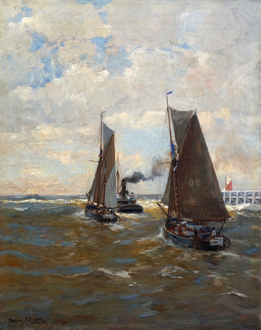 Erwin Günter (Günther) (1864 - 1927) » Öl-Gemälde Impressionismus Meer Küstenlandschaft Seestück Düsseldorfer Malerschule