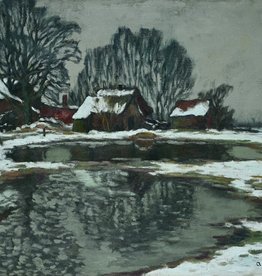Alfred Rasenberger (1885 - 1948) » Öl-Gemälde Impressionismus Düsseldorfer Malerschule Winter Landschaft Niederrhein Winterlandschaft Schnee Schneelandschaft