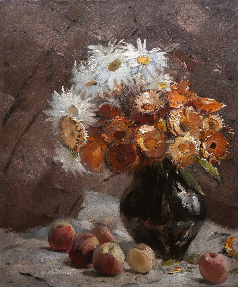 Franz Marx (1889 - 1960) » Öl-Gemälde Spät-Impressionismus Blumen Obst Stillleben Blumenstillleben