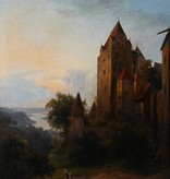 Maler des 19. Jahrhunderts » Öl-Gemälde Romantik Biedermeier Burg Trausnitz Schloss Landshut Landschaft süddeutsche Malerei