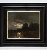 Fritz Halberg-Krauss (1874 - 1951) » Öl-Gemälde Landschaftsgemälde Impressionismus Mond Mondnacht Mondschein Nacht Vollmond Münchner Malerschule süddeutsche Malerei