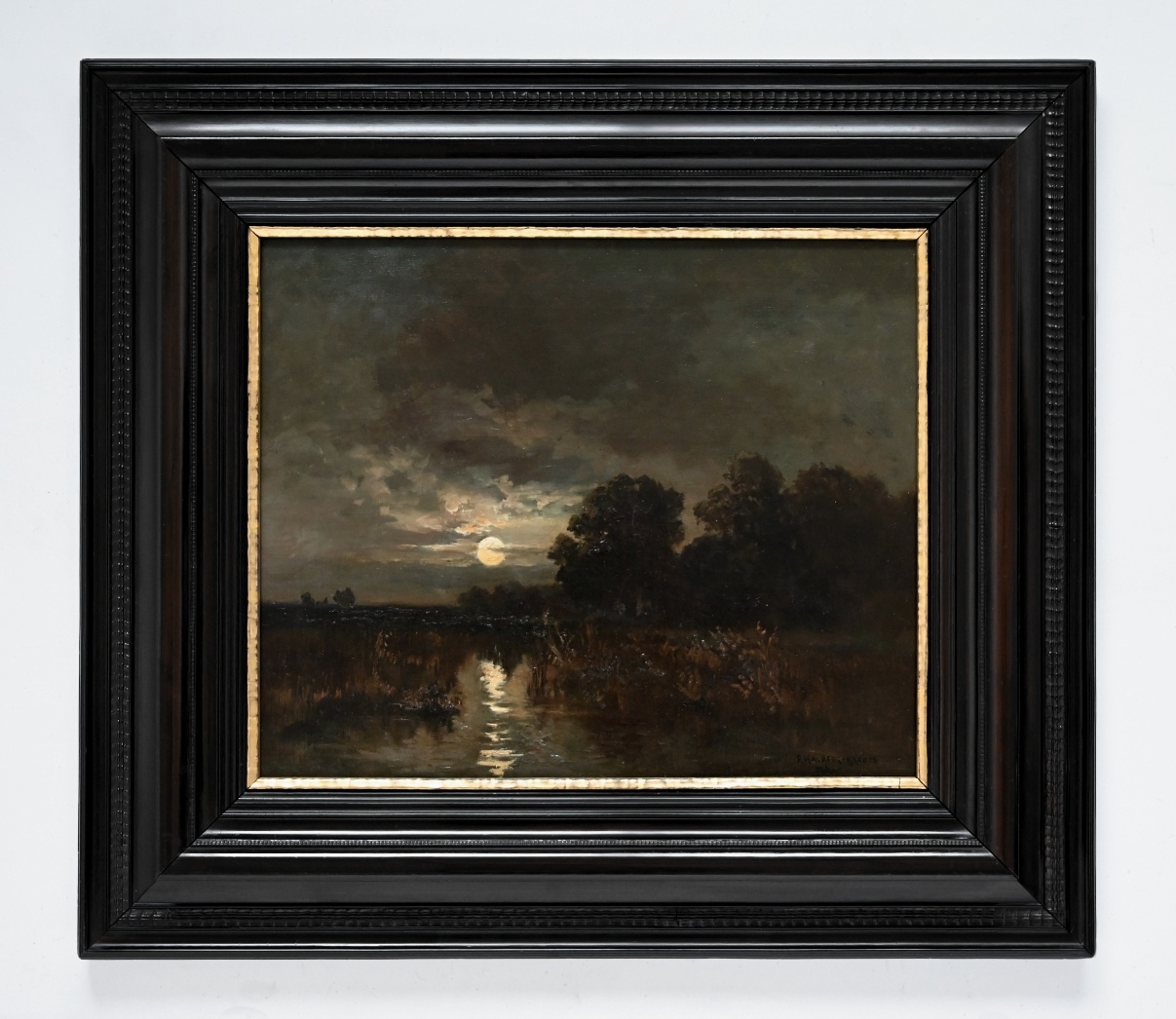 Fritz Halberg-Krauss (1874 - 1951) » Öl-Gemälde Landschaftsgemälde Impressionismus Mond Mondnacht Mondschein Nacht Vollmond Münchner Malerschule süddeutsche Malerei