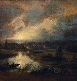 Johann Jakob Vollweider (1834 - 1891) » Öl-Gemälde Spätromantik Biedermeier Mond Mondnacht Vollmond Nacht Landschaft Landschaftsgemälde