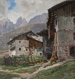 Gebirgslandschaften Georg Hacker (1863 - 1945) » Öl-Gemälde Impressionismus Bauernhof Alpen Landschaft