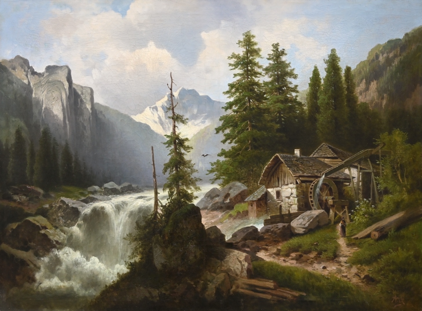 Gebirgslandschaften Anton Pick (1840 - nach 1902) » Öl-Gemälde Spätromantik Österreich Alpen Landschaft österreichische Schule Landschaftsgemälde