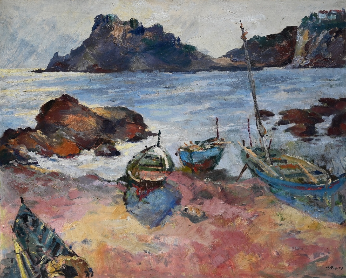 Maler des 20. Jahrhunderts » Öl-Gemälde Postimpressionismus Expressionismus Moderne italienische Küstenlandschaft