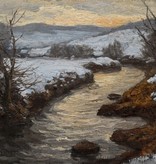 Ferdinand Zix (1864 - 1942) » Öl-Gemälde schwäbischer Impressionismus Stuttgart Feuerbach Winter Landschaft Winterlandschaft