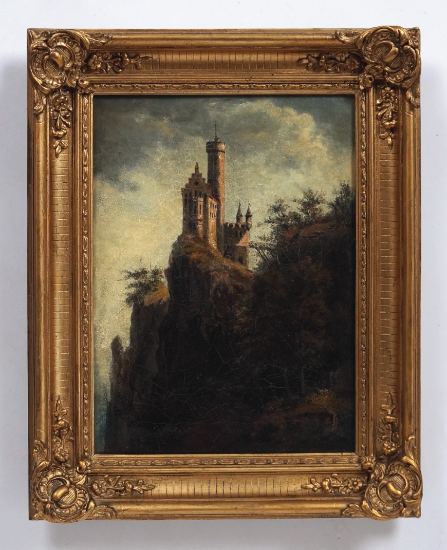 Maler des 19. Jahrhunderts  » Öl-Gemälde Romantik Rheinromantik Burg Schloss Landschaft Düsseldorfer Malerschule