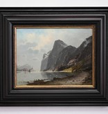 Eduard Hein jr. (1854 - 1918) » Öl-Gemälde Fjord Landschaft norwegische Küstenlandschaft Lofoten Norwegen Meer Düsseldorfer Malerschule