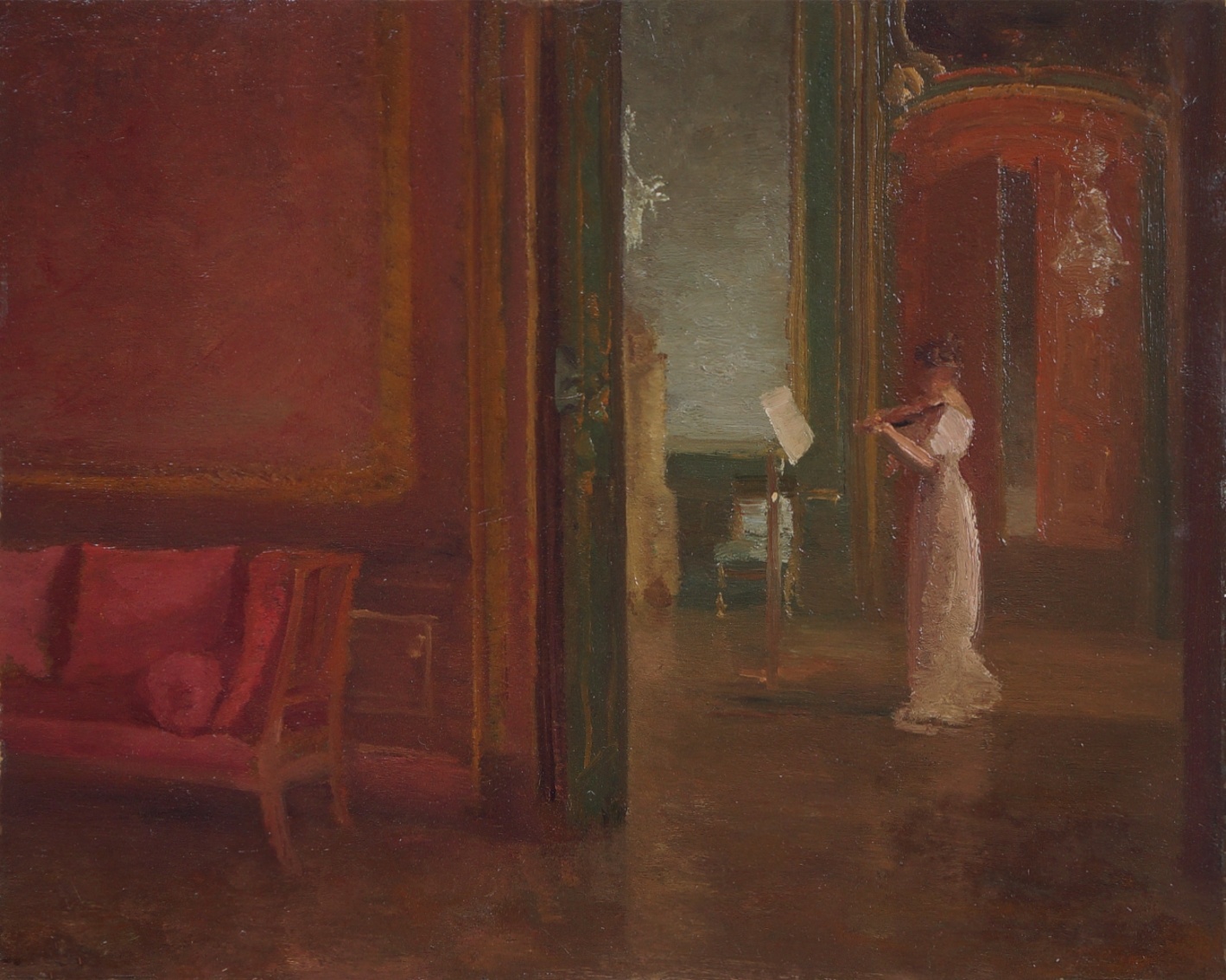Georg Tyrahn (1842 - 1914) zugeschr. » Öl-Gemälde Impressionismus Schloss Interieur
