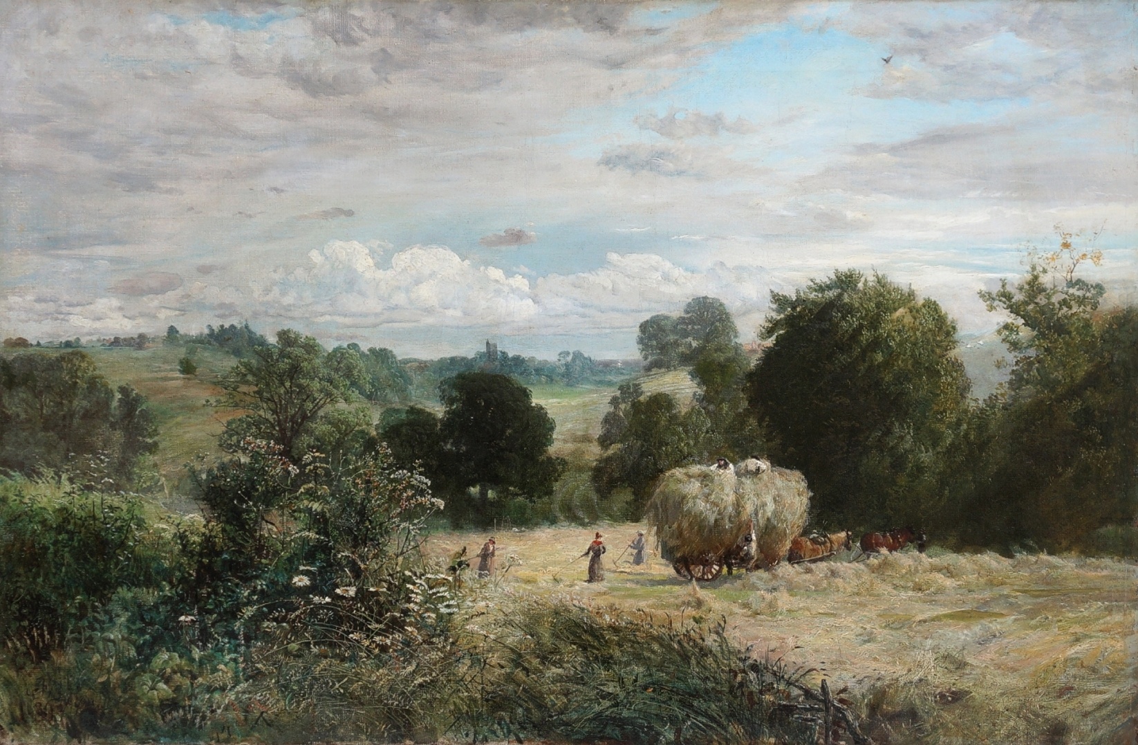 Maler des 19. Jahrhunderts  » Öl-Gemälde Realismus Ernte Landschaft englische Schule