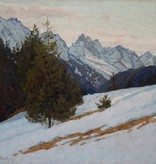 Lonny von Plänckner (1863 - c. 1925) » Öl-Gemälde Impressionismus Dachauer Künstlerkolonie Winter Landschaft Alpen süddeutsche Malerei Winterlandschaft