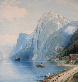 Carl Bertold (*1870) » Öl-Gemälde Meer norwegische Fjordlandschaft Fjord Landschaft Meer Düsseldorfer Malerschule