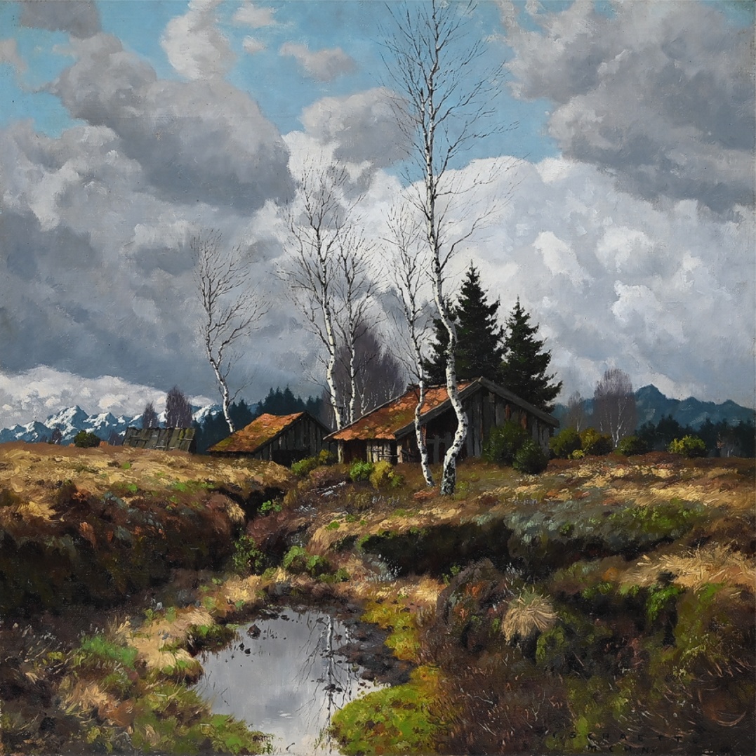 Carl Schaette (1884 - 1951) » Öl-Gemälde Impressionismus Landschaft süddeutsche Malerei