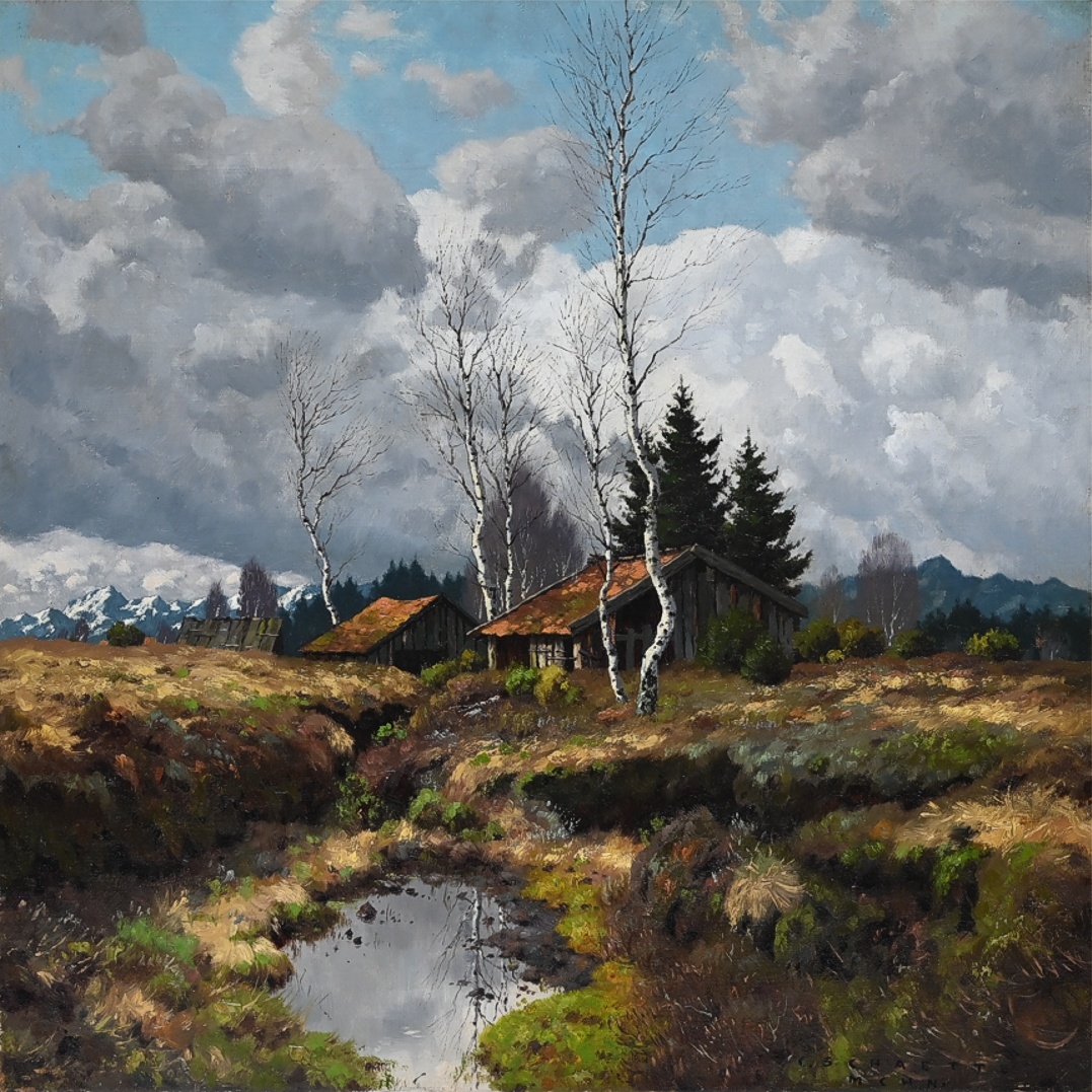 Carl Schaette (1884 - 1951) » Öl-Gemälde Landschaftsgemälde  Impressionismus Landschaft Münchner Maler süddeutsche Malerei