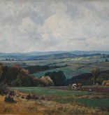 Arthur Bell (1876 - 1966) » Öl-Gemälde Realismus Herbst Ernte Landschaft Erntelandschaft Eifel Bauern Düsseldorfer Malerschule