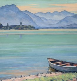 Wilhelm Morano (1885 - 1958) » Öl-Gemälde Postimpressionismus Neue Sachlichkeit Chiemsee Fraueninsel Alpen Landschaft süddeutsche Malerei