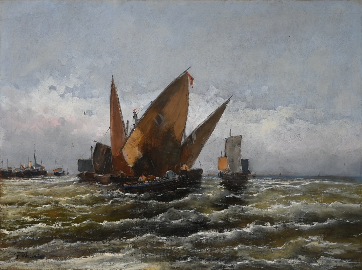 Georg Fischhof (1849-1914) » Öl-Gemälde Meer Küstenlandschaft Marinemalerei Seestück Wiener Maler österreichische Schule