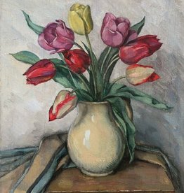 Wilhelm Morano (1885 - 1958) » Öl-Gemälde Blumen Stillleben Tulpen Blumenstillleben Neue Sachlichkeit