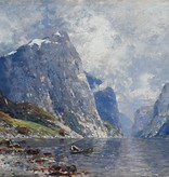 Johann Jungblut (1860 - 1912) » Öl-Gemälde Impressionismus Fjord-Landschaft Meer Norwegen Düsseldorfer Malerschule