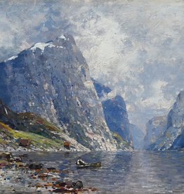 Johann Jungblut (1860 - 1912) » Öl-Gemälde Impressionismus Fjordlandschaft Fjord Landschaft Meer Norwegen Düsseldorfer Malerschule