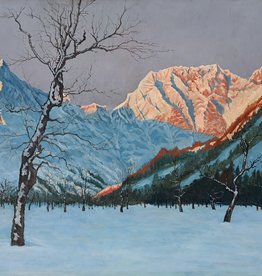 Monogrammist um 1930 » Öl-Gemälde Spätimpressionismus Neue Sachlichkeit Romantik Winter Alpen Landschaft Winterlandschaft
