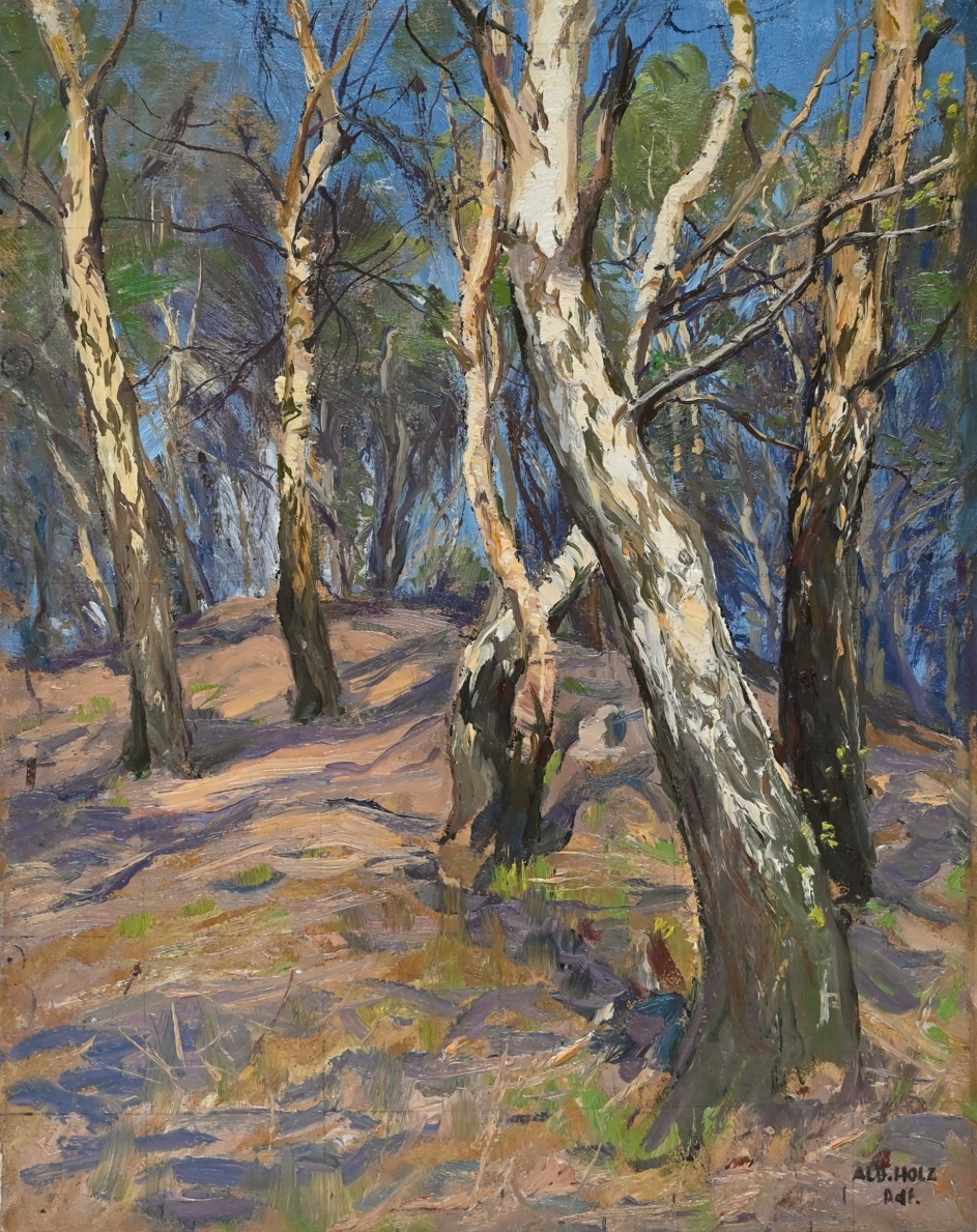 Albert Holz (1884 - 1954) » Öl-Gemälde Naturalismus Jugendstil Landschaft Düsseldorfer Malerschule