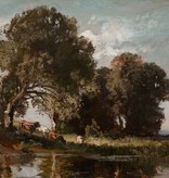 Fritz Halberg-Krauss (1874 - 1951) » Öl-Gemälde Landschaftsgemälde Impressionismus Landschaft Kühe Münchner Malerschule süddeutsche Malerei