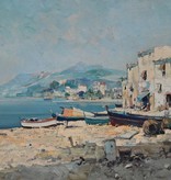 Wilhelm Thelen (1917 - 1985) » Öl-Gemälde Impressionismus Spanien Meer mediterrane Küstenlandschaft Düsseldorfer Maler