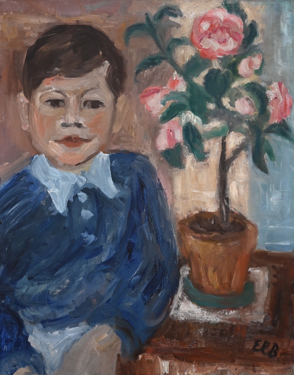 Elisabeth Bohny (1900 - 1991) » Öl-Gemälde Porträt Kinderbildnis Interieur klassische Moderne Postimpressionismus
