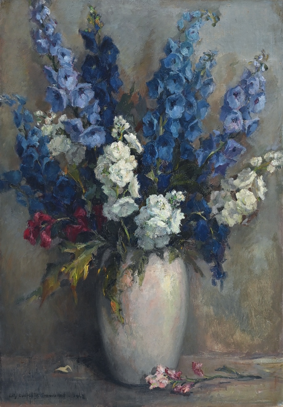 Lily Eversdijk-Smulders (1903 - 1994) » Öl-Gemälde Impressionismus Blumen Stillleben Blumenstrauß Blumenstillleben