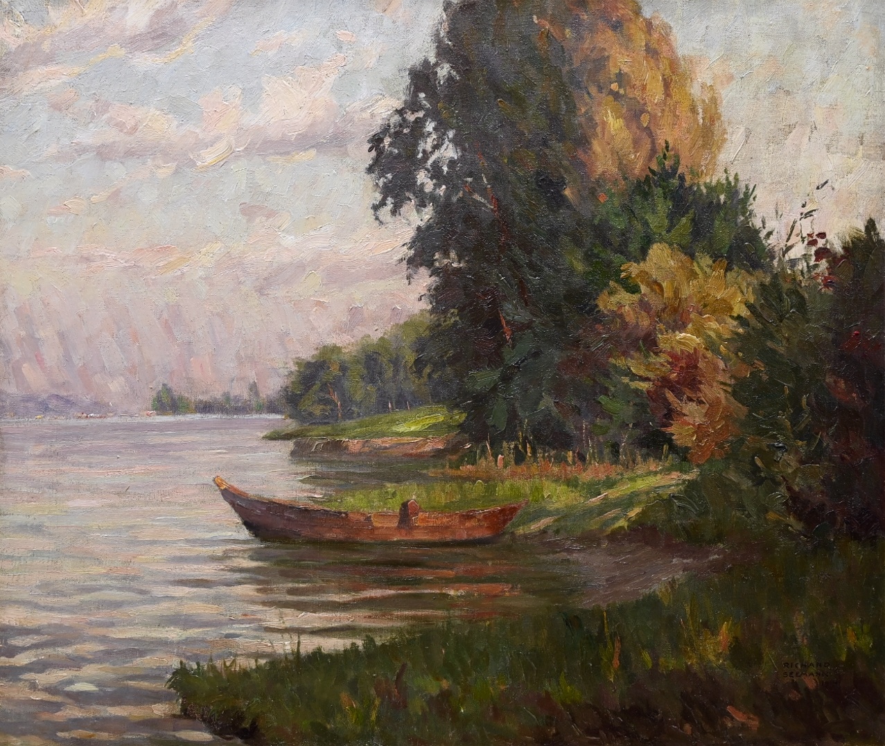 Richard Seemann (1857 - 1930) » Öl-Gemälde schwäbischer Maler Stuttgart Bodensee Impressionismus  Landschaft