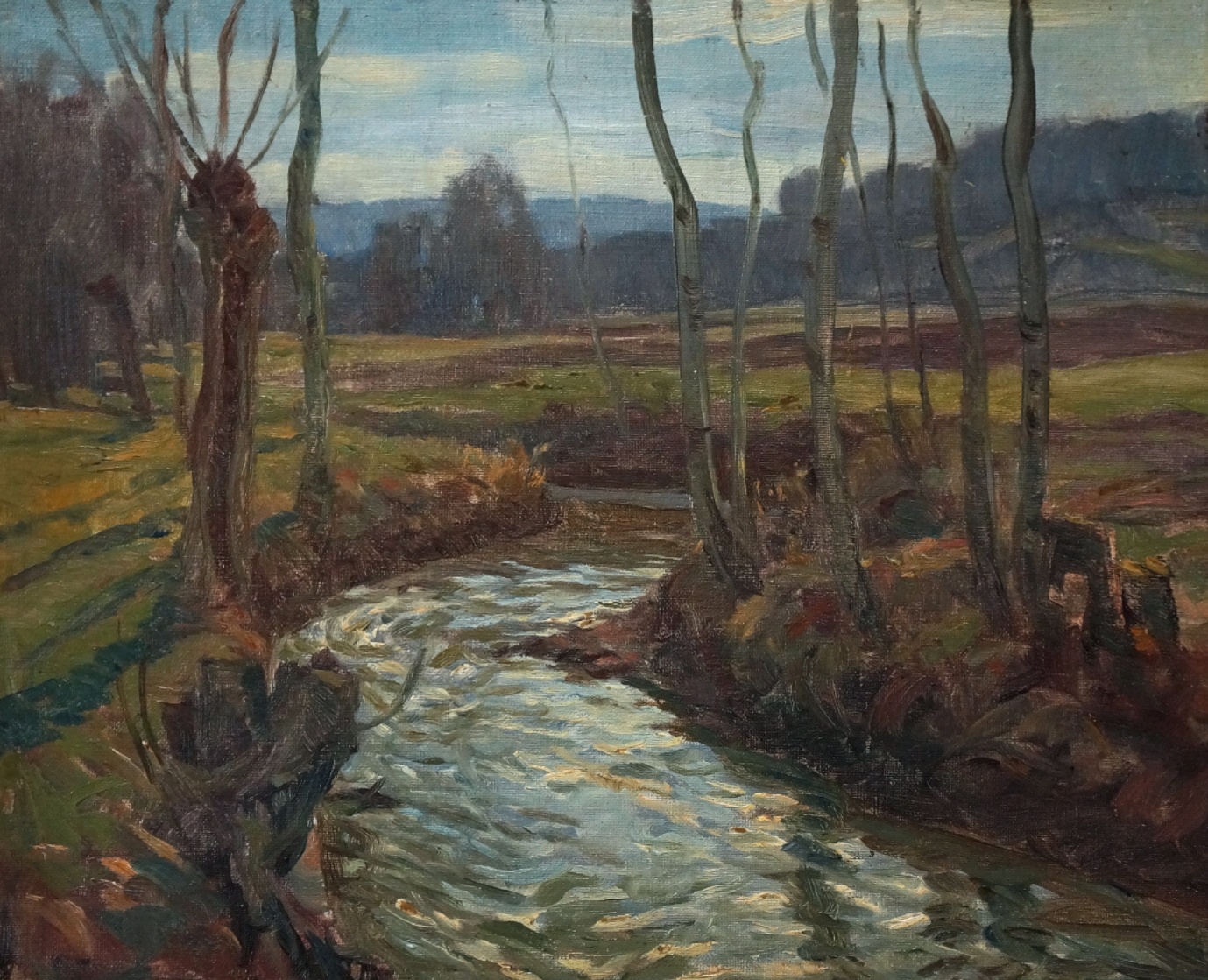 Schwäbischer Maler um 1900 » Öl-Gemälde schwäbischer Impressionismus Stuttgart Feuerbach Landschaft