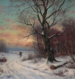 Künstler um 1900 (Umkreis Johann Jungblut) » Öl-Gemälde Romantik Winter Wald Landschaft Waldlandschaft Winterlandschaft Schnee Schneelandschaft Düsseldorfer Malerschule