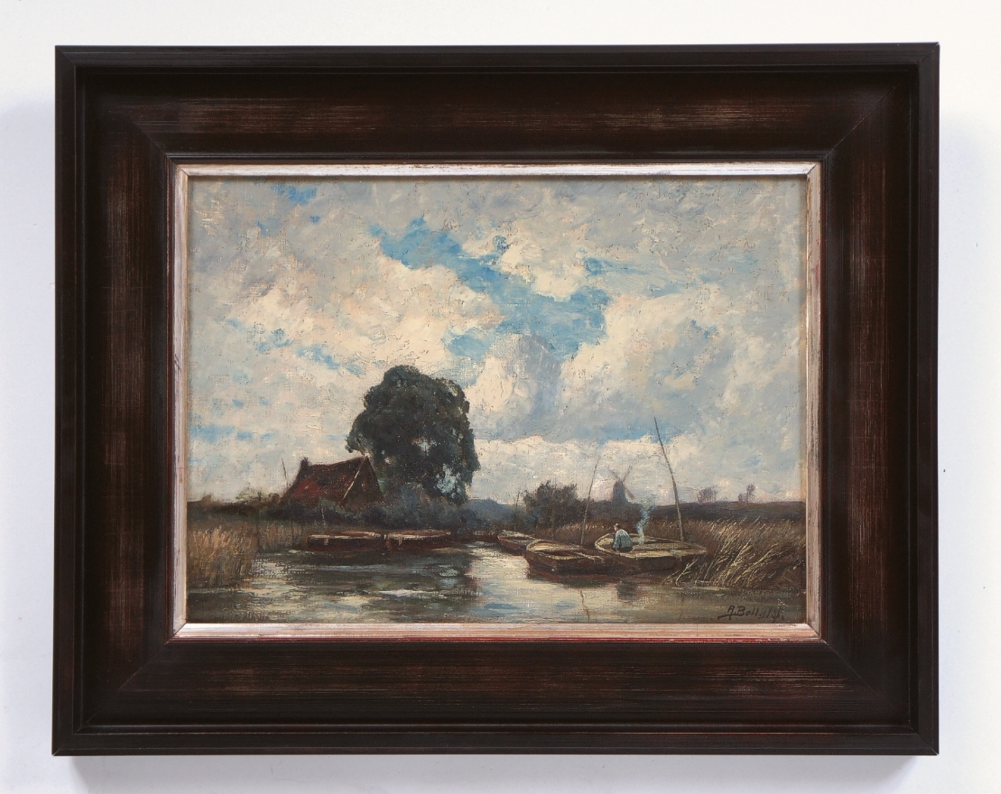 Arthur Bell (1876 - 1966) » Öl-Gemälde Realismus Herbst Ernte Landschaft Erntelandschaft Fischer Niederrhein Düsseldorfer Malerschule
