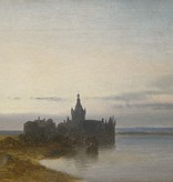Maler des 19. Jahrhunderts » Öl-Gemälde Biedermeier Romantik Schloss Burg Meer Landschaft Historismus