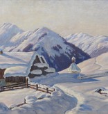 Josef Koch (1886 - 1966) » Öl-Gemälde Impressionismus Realismus Winter Landschaft Winterlandschaft Schnee Schneelandschaft Alpen Berghof süddeutsche Malerei Münchner Maler