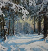 Rudolf Hermanns (1860 - 1935) » Öl-Gemälde Impressionismus Winter Landschaft Wald Waldlandschaft Winterlandschaft