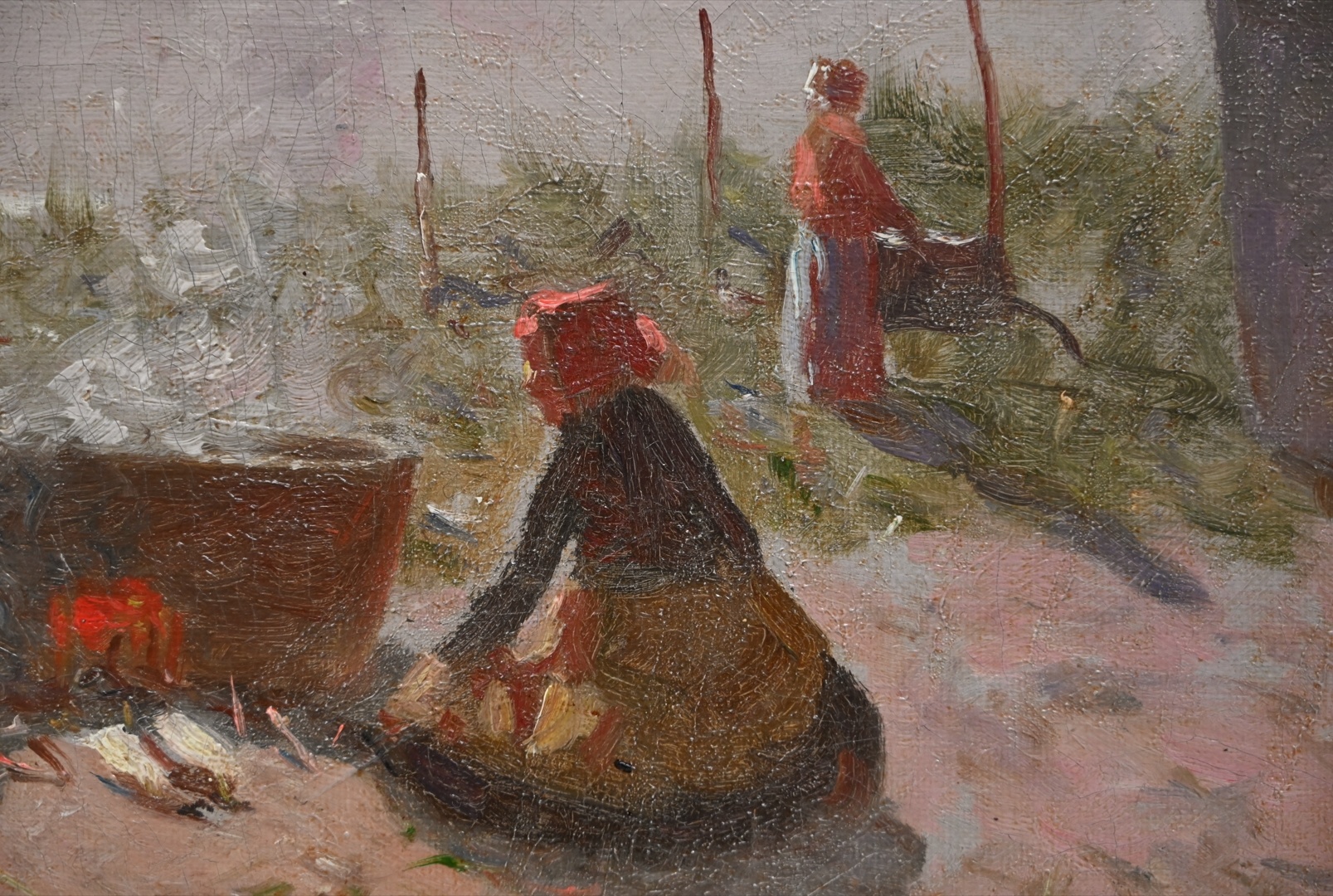 Mark Osman Curtis (1879 - 1959) »  Öl-Gemälde Impressionismus Realismus Ostsee Küste Genre Künstlerkolonie Ahrenshoop Ekensund norddeutsche Malerei