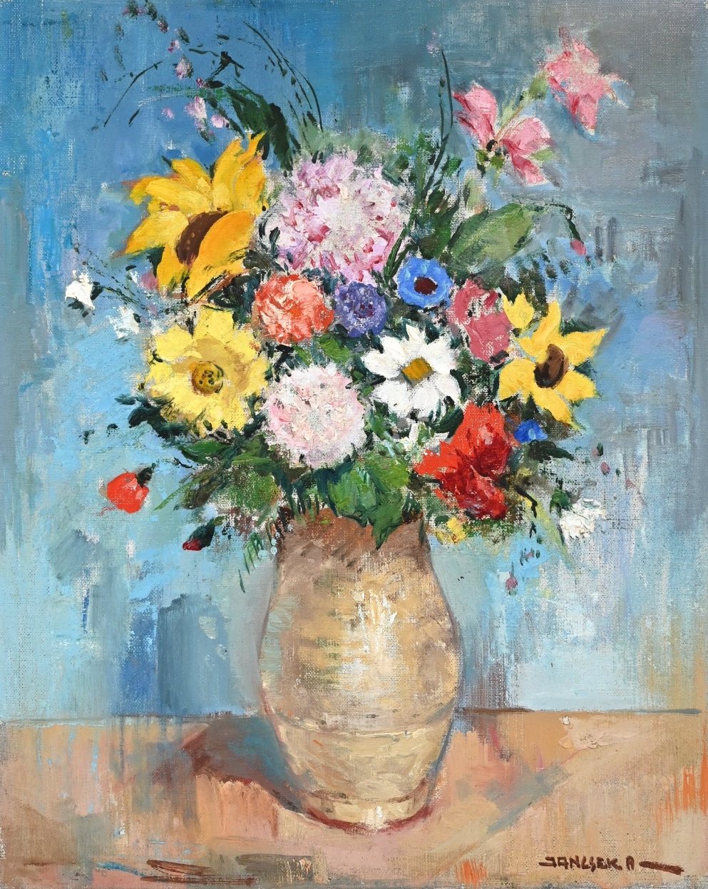 Antal JancseAntal Jancsek (1907 - 1985) » Öl-Gemälde Postimpressionismus Blumen Blumenstillleben Blumenstrauß Stillleben ungarischer Maler