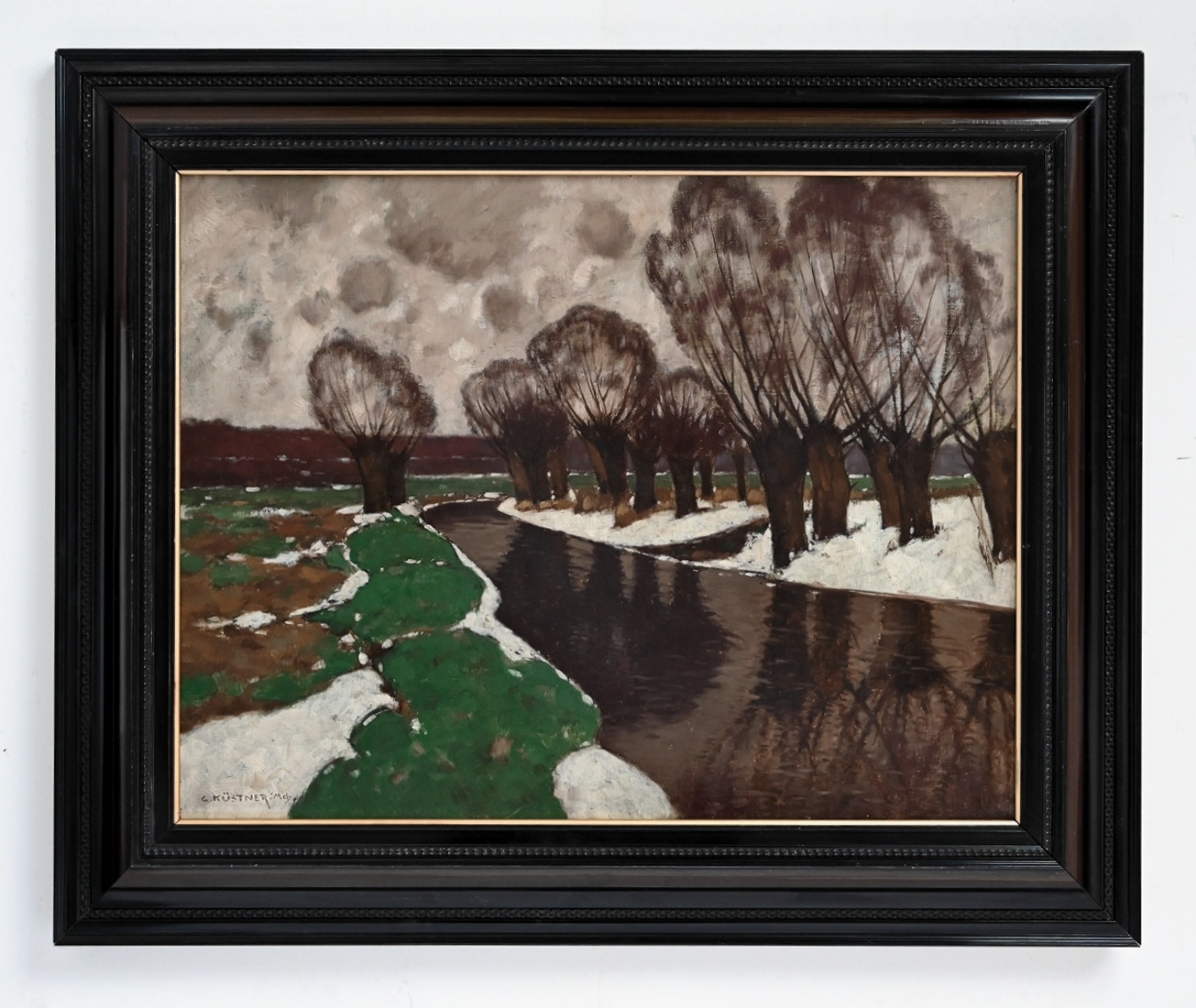 Carl Küstner (1861 - 1934) » Öl-Gemälde Landschaft Klassische Moderne Postimpressionismus Winter
